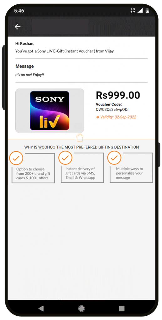 redeem sonyliv voucher step 1